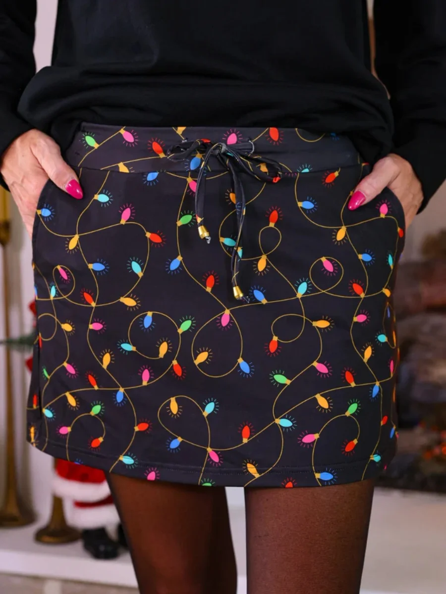 

Рождественские юбки для женщин, эластичная высокая талия, милый принт, праздничная юбка, облегающая короткая юбка-карандаш с карманами