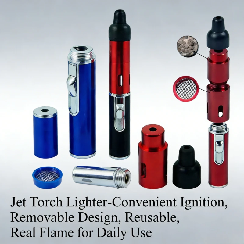 

Metal Windproof Jet Flame Lighter Refillable Pen Style Multi-function for Aromatherapy Candle Incense Outdoor Daily Use