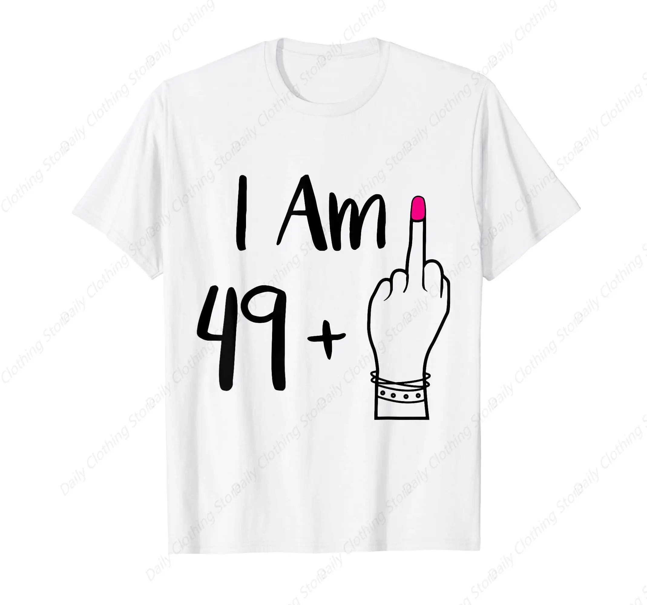 Funny I Am 49 Plus 1 Middle Finger For A 50th Women 50 Old T-Shirt Clothing Gifts Short Sleeve Outfits Tops