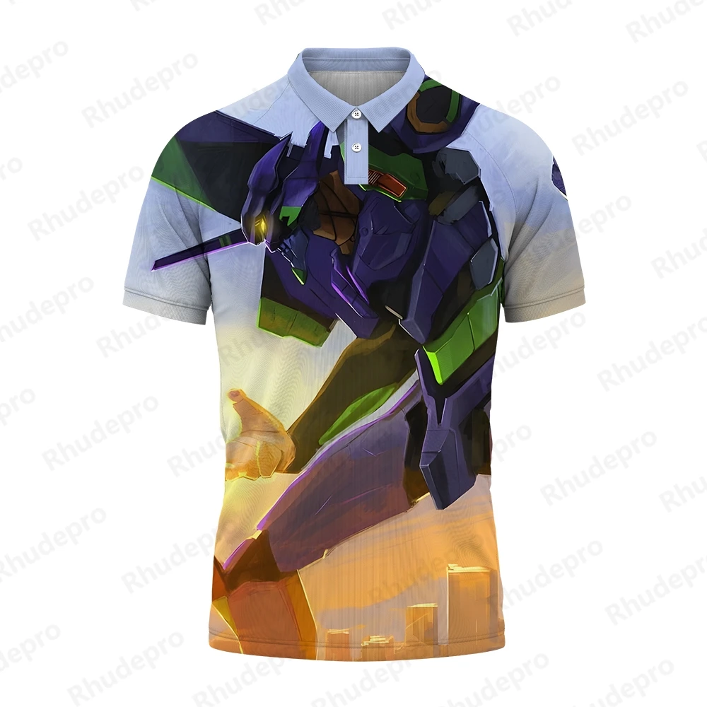 Neon Genesis Evangelion Men's polo shirt Short Sleeve Clothing High Quality Gift Fashion Y2k Clothes Trend Anime Streetwear