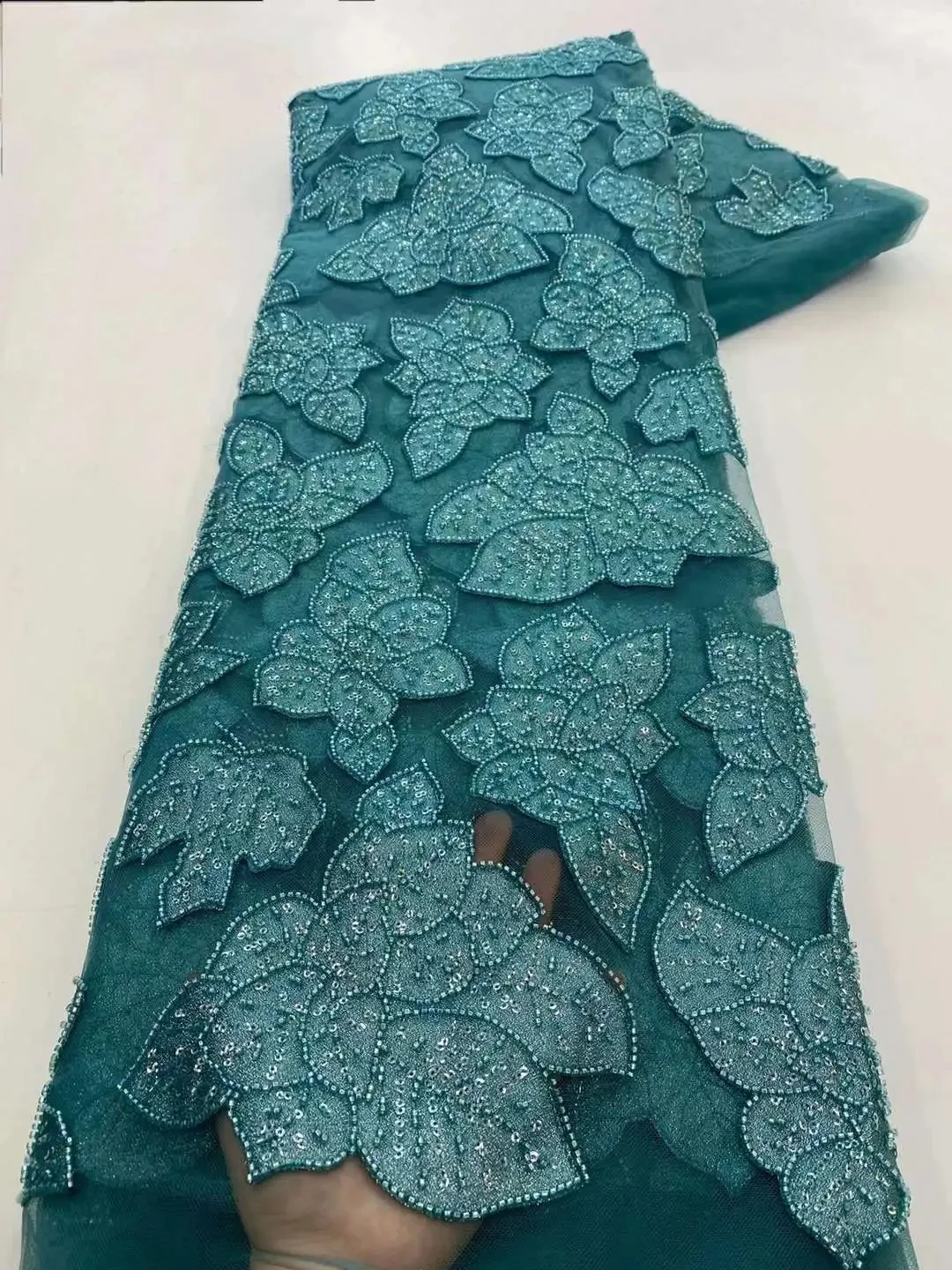 African Beaded Lace Tulle Fabric, Heavy Handmade, Swiss, Sequin Fabric, Nigerian Wedding, Prom Dress, Sew, High Quality, 2026