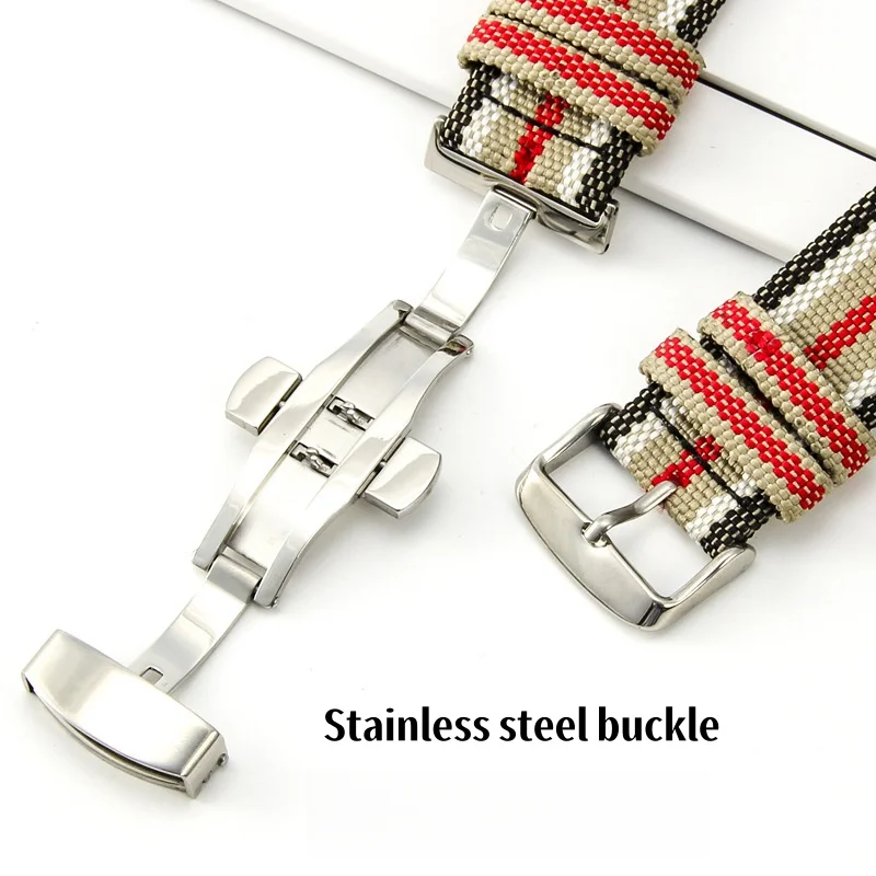 Cinturino in tela di nylon e vera pelle per Burberry Bu7600 7601 7602 Cinturino in pelle da uomo in tela Accessori Cinturino da 22 mm