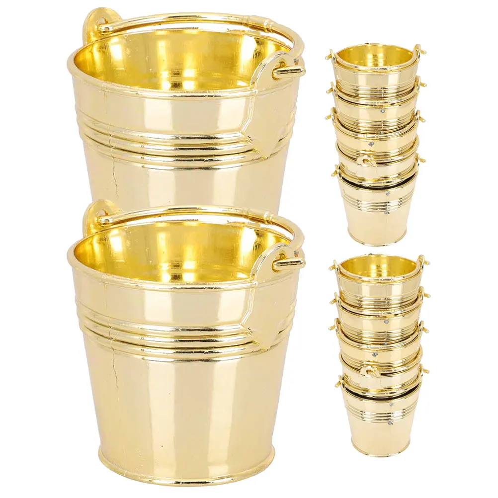 

12pcs Wedding Candy Box Small Buckets Plastic Decorative Drink Tin Bucket for Parties Storing Chocolate Sundries
