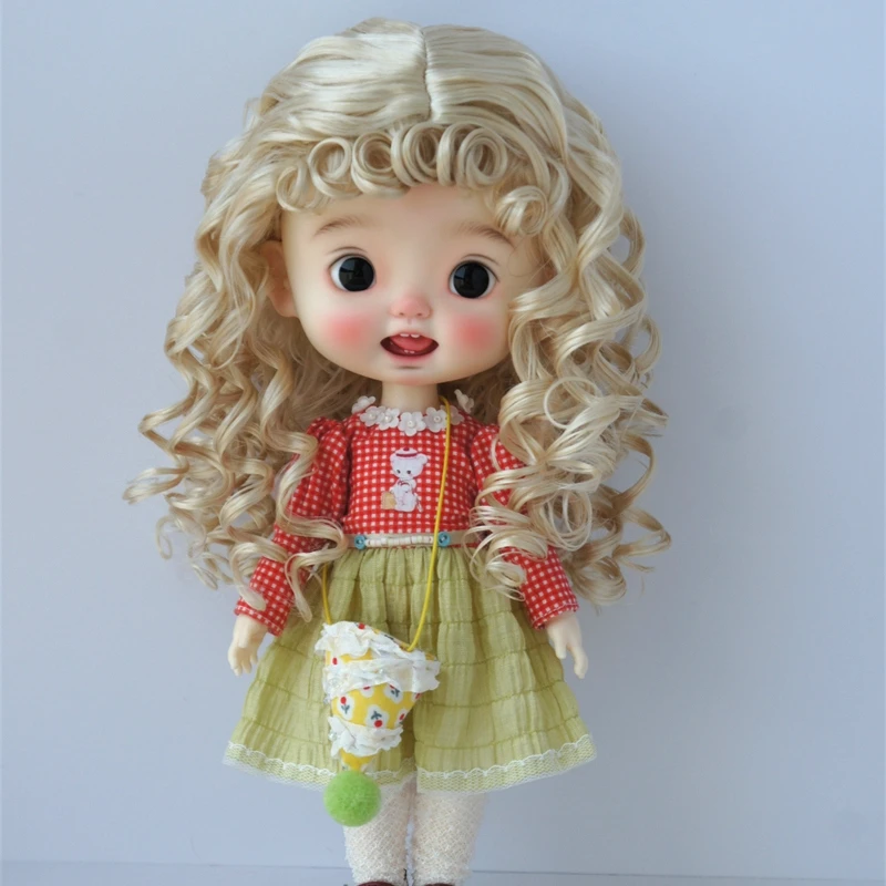 

JD031 7-8inch 8-9inch 9-10inch Long Curly Moon Girls Synthetic Mohair BJD Wigs 1/4 1/3 MSD SD DOD Blythes QBaby Doll Accessories