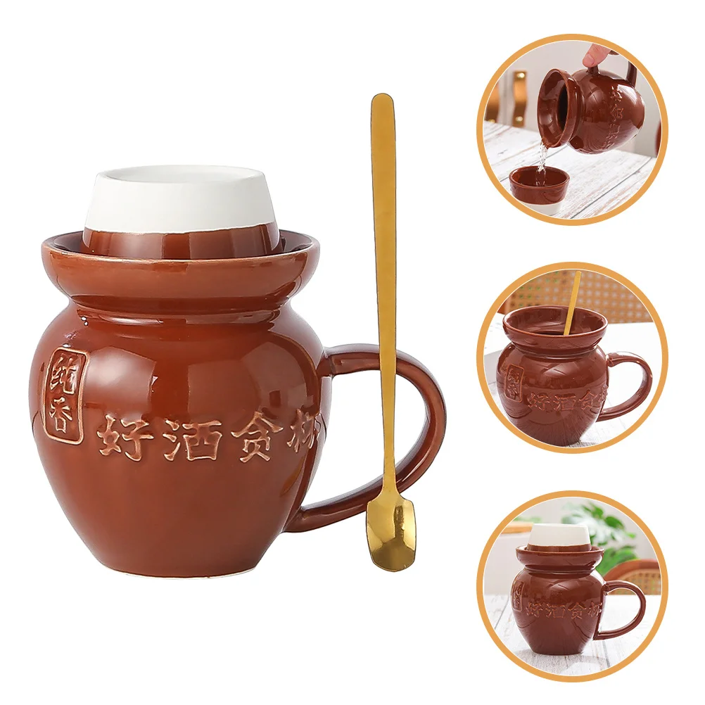 

1Set Vintage Pickle Jar Shaped Ceramic Coffee Mug Office Cup Milk Tea Cup Creative Ceramic Gift Pickle Jar Shaped Mug
