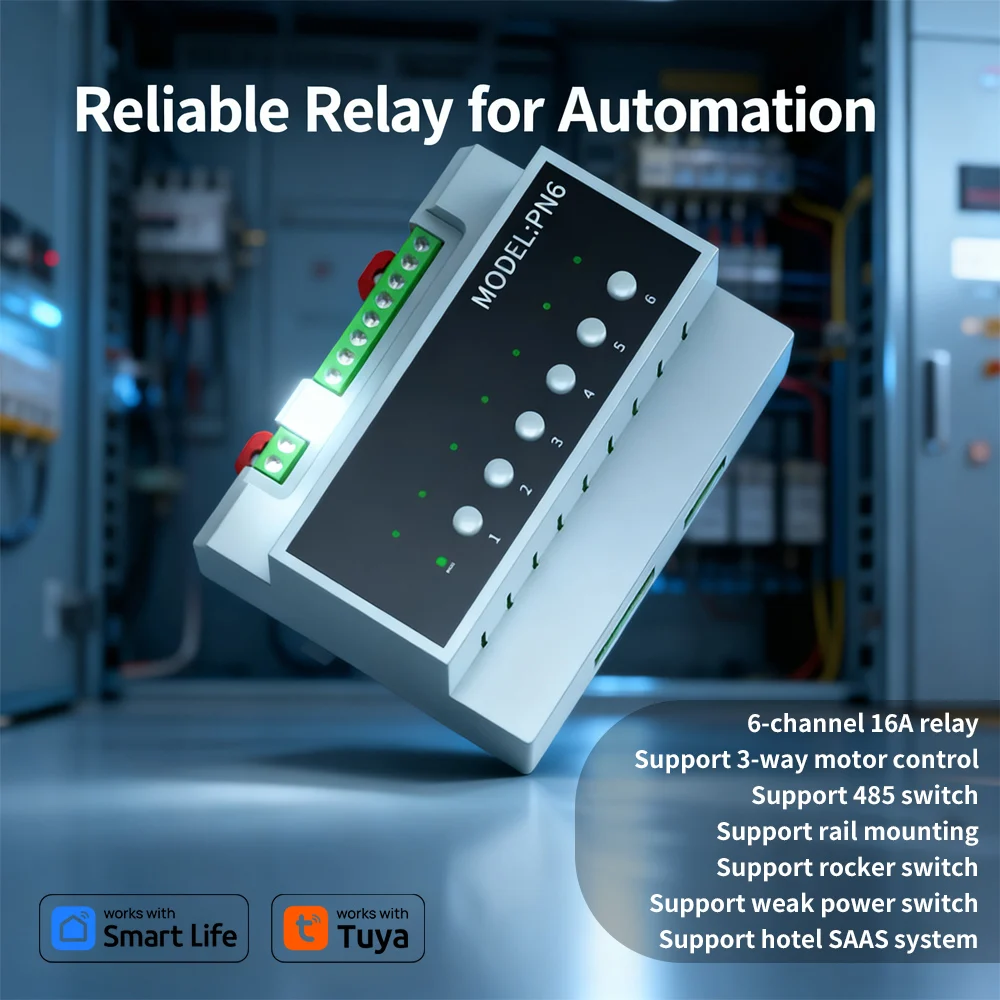 

6-канальный контроллер мощности Tuya Zigbee или Wi-Fi, 6-позиционный релейный выключатель, автоматический выключатель Tuya Smart APP, дистанционное управление, энергосбережение