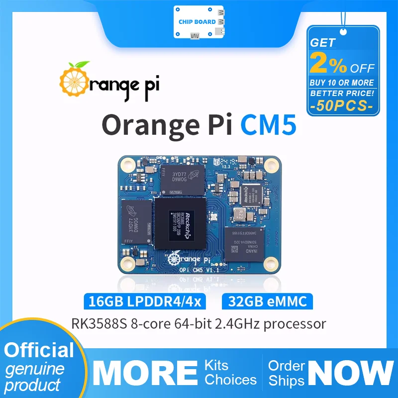 

Orange Pi CM5 16GB RAM 32GB EMMC DDR4 Rockchip RK3588S Compute Module 5 WiFi Bluetooth BLE OrangePi CM5 Core Development Board