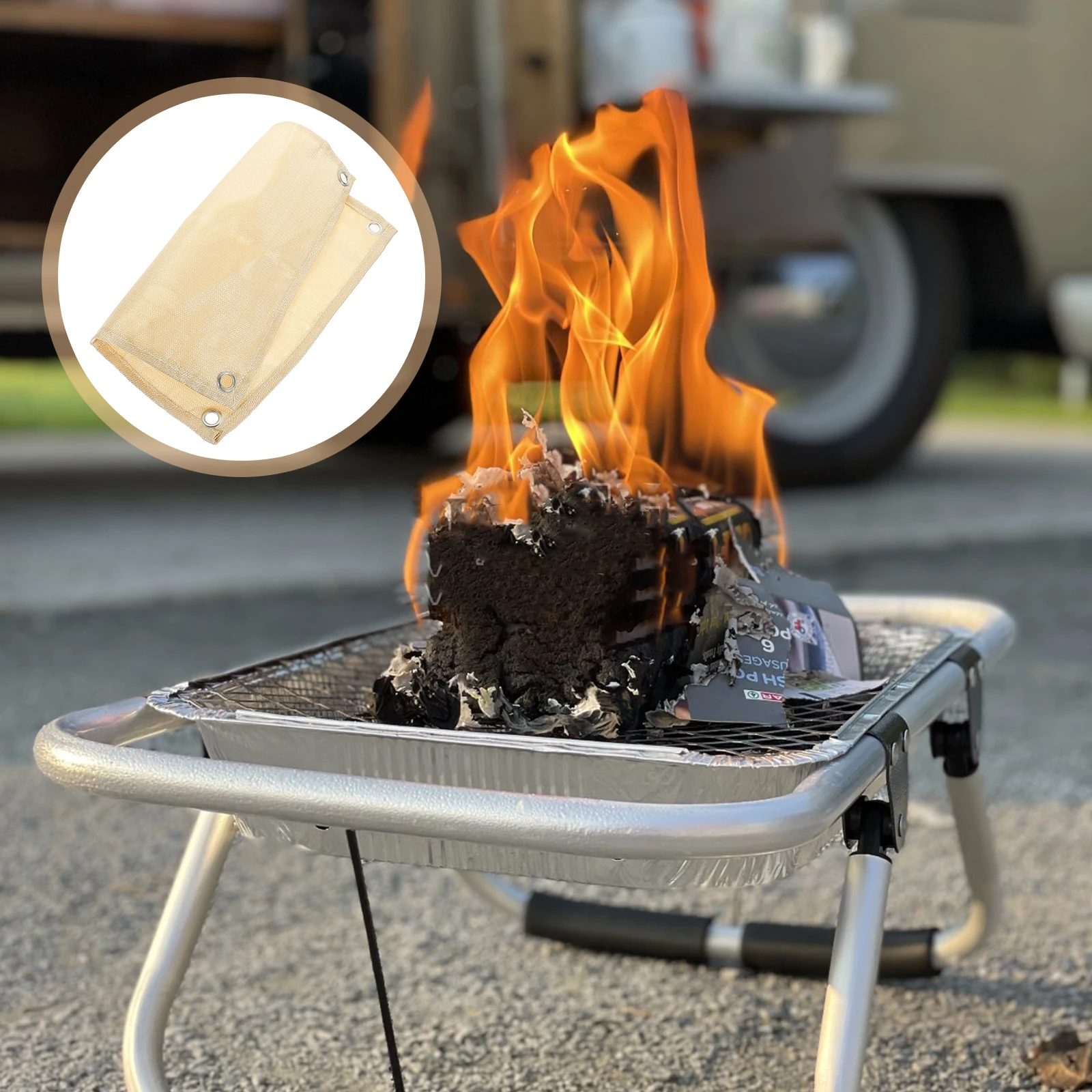 

Fireproof Insulation Mat 30x30cm Fiberglass Camping Pad Foldable BBQ Supply Flame Retardant Placemat Heat Resistant Table Mat