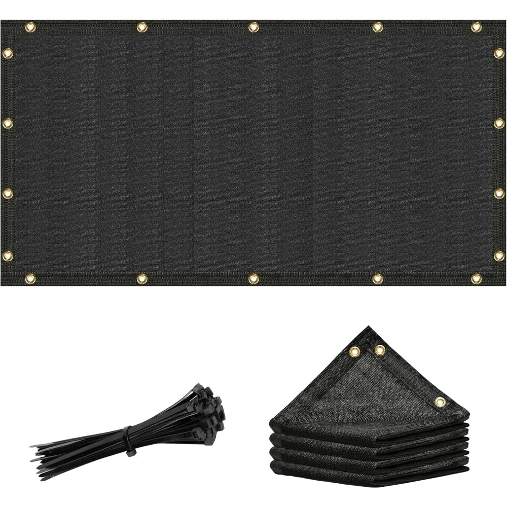 

Amgo 8' x 20' Black Custom Size Shade Cloth with Grommets - 90% Sunblock, Durable Mesh Fabric Tarp for Dog Kennel Cover, Fence P