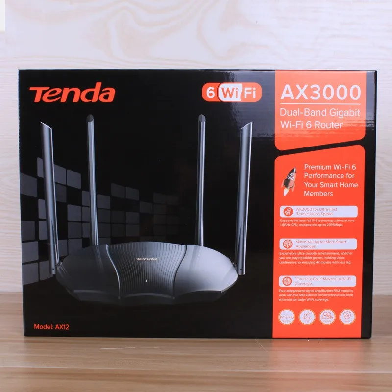 Tenda Original AX12 Dual Band Gigabit Wi-Fi 6 Router Home Wifi Signal Amplifier Smart Roteador 5Ghz OFDMA PPPoE Multi Language