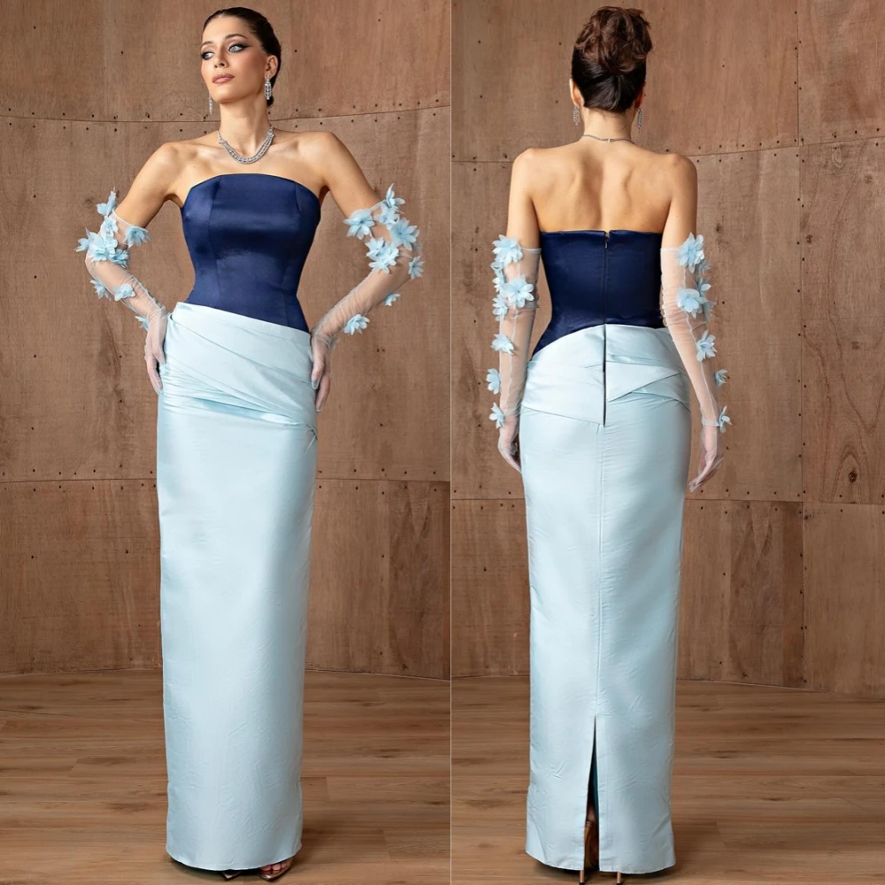 

Customized Exquisite Strapless Evening Dress Classic Contrast Color Cocktail Dress Fashion Sleeveless Special Occasion Gowns