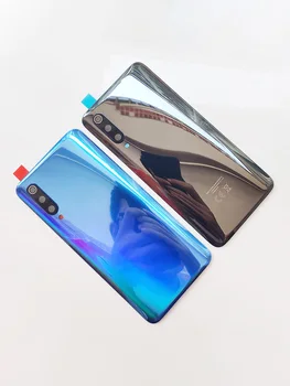 لXiaomi Mi 9 A + غطاء الإسكان الخلفي الزجاجي Mi9 مع لاصق الباب الخلفي استبدال حافظة البطارية الصلبة + عدسة الكاميرا