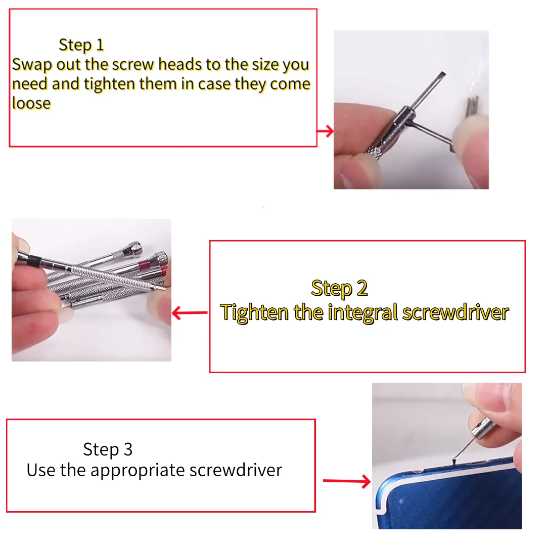 5 pz/set Cacciavite per riparazione orologi di precisione 0.8-1.6mm mini cacciavite a taglio Strumento manuale per riparazione strumenti di precisione