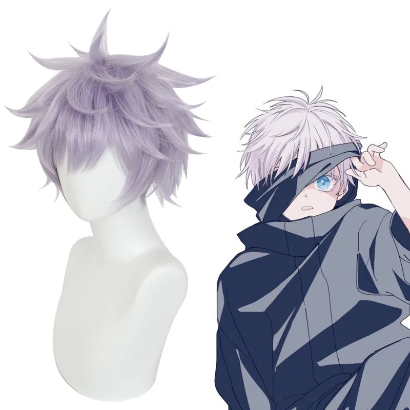Shuutan Jujutsu Kaisen Gojo Satoru Regelmäßige Lose Version Helllila Umgedreht Cosplay Anime Perücke 458F