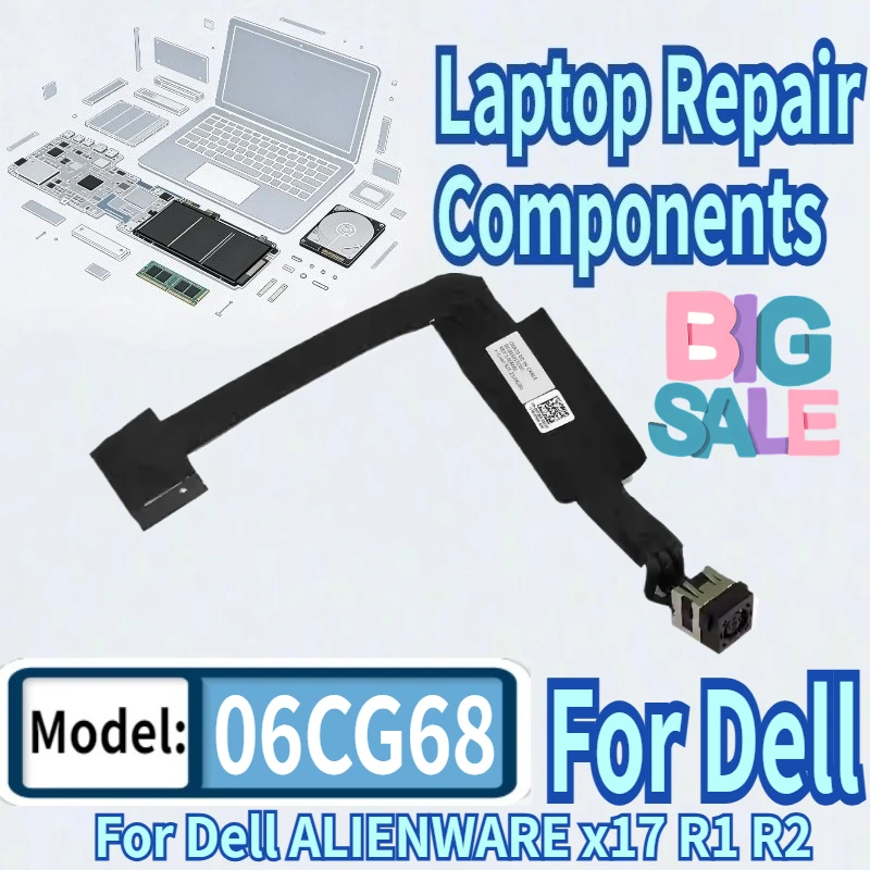 06CG68 6CG68 GDS70 DC301017C00 For Dell ALIENWARE x17 R1 R2 Laptop DC IN Cable DC-IN Line Power Input Jack