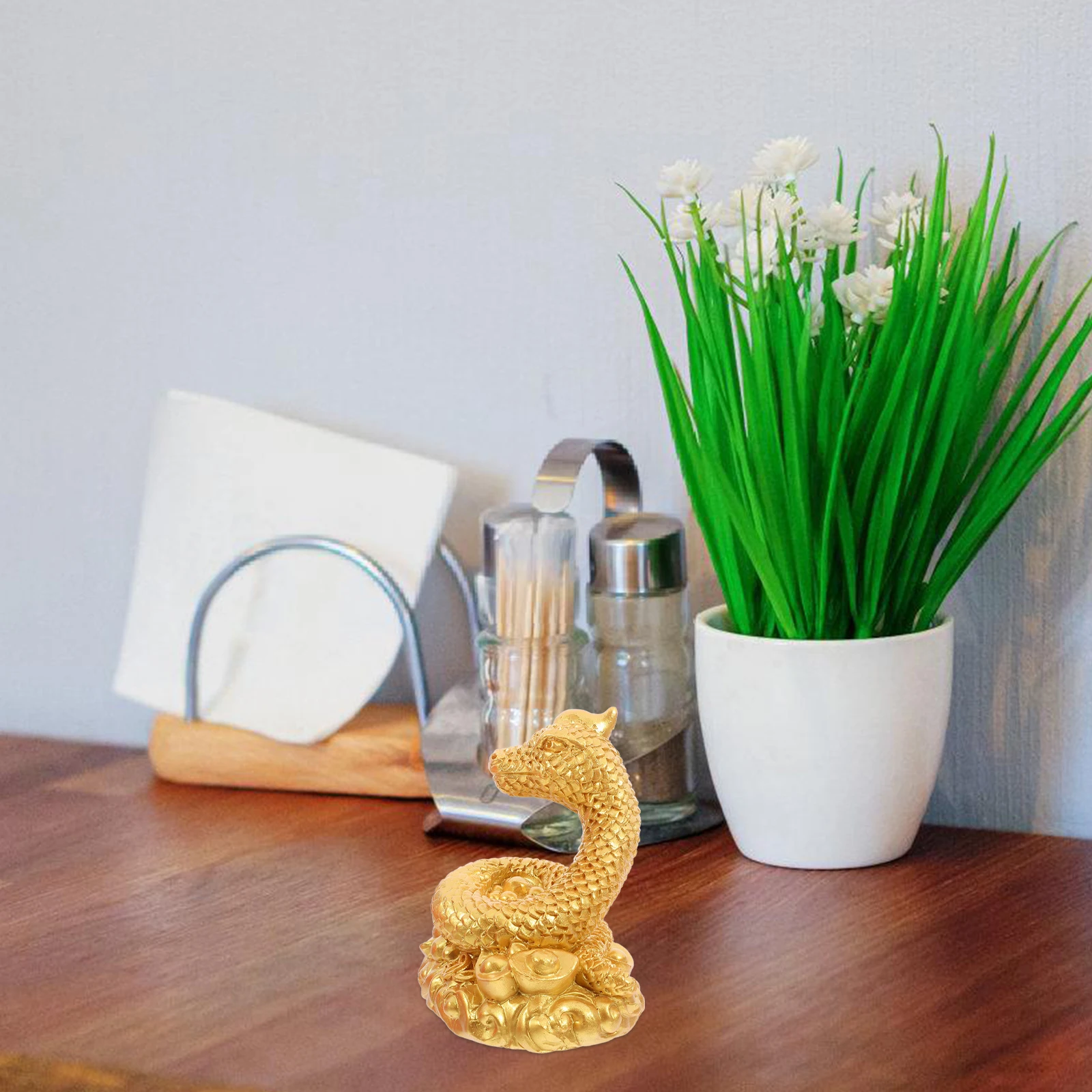 

Zodiac Snake Resin Figurine Realistic Shape Desk Garden Resin Snake Figurine Ornament Mini Model Animal Craft Decor
