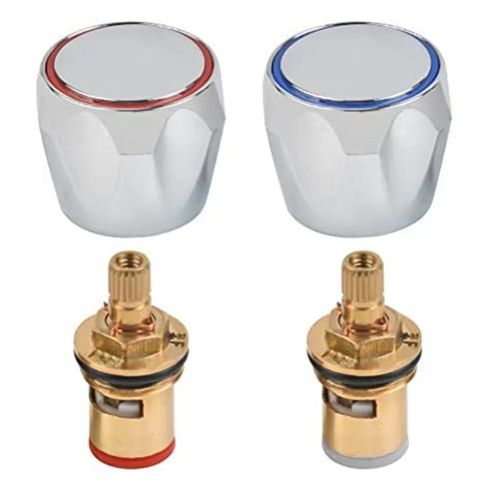 2pcs Tap Reviver Conversion Kit 1/2 Inch Replacement Heads Handle Knob Copper Valves Thread Basin Sink Washer Hot Cold Faucet