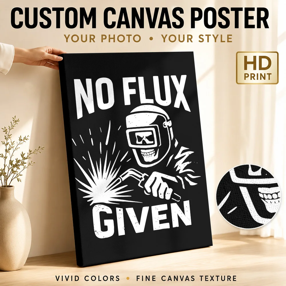 Welder No Flux Given Quote Canvas Print With Wooden Frame Personalized Photo, Bold Statement Lettering Wall Art For Workshop