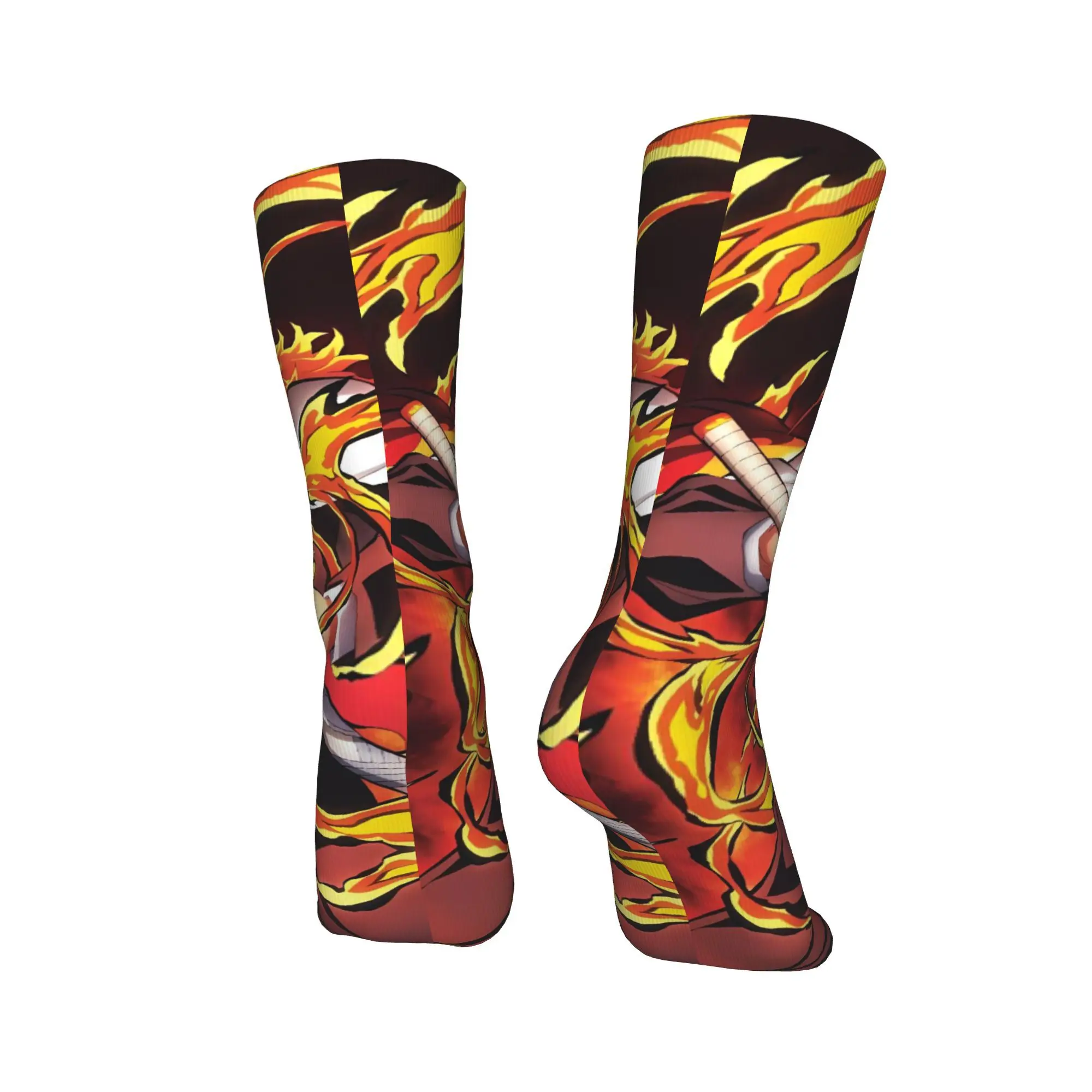 أنيمي Kyōjurō Rengoku الجوارب المضادة للبكتيريا جوارب الرجال عالية الجودة سكيت الجوارب الخريف القوطية المطبوعة الجوارب