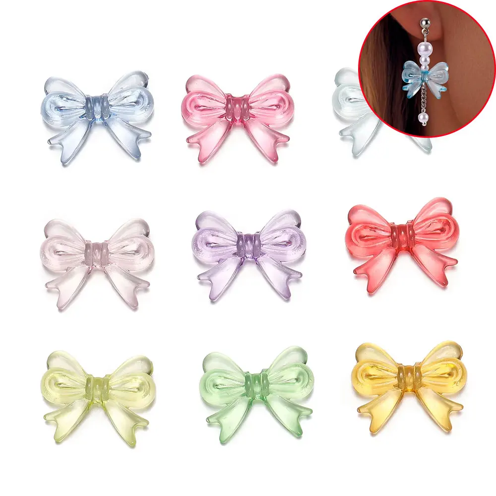 

30/60/100 шт. разноцветные акриловые бусины в форме банта, для ювелирных изделий ручной работы своими руками, аксессуаров для сережек, День святого Валентина, рождественских подарков