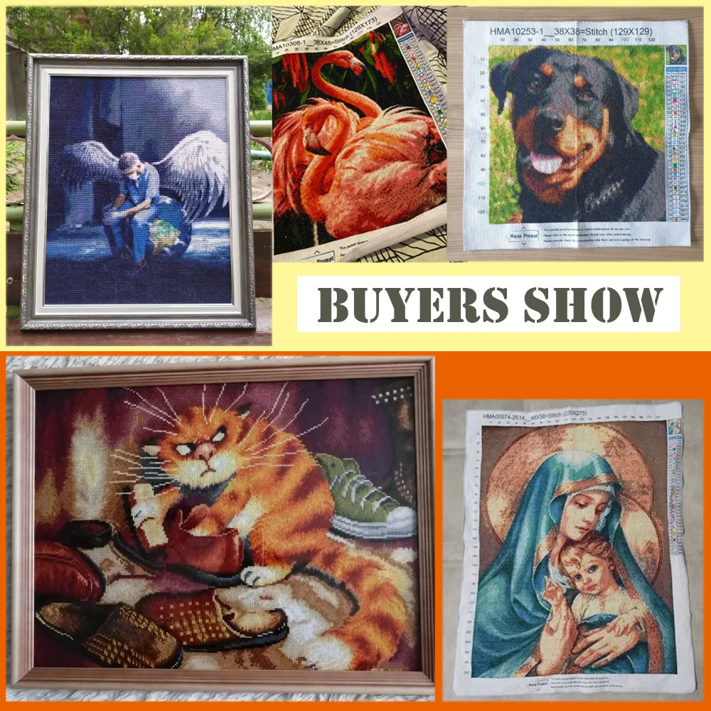 Meian 11/14CT Embroidery Painting African Lion Animal Cross Stitch Kits DMC Printed Canvas DIY Handmade Home Decoration