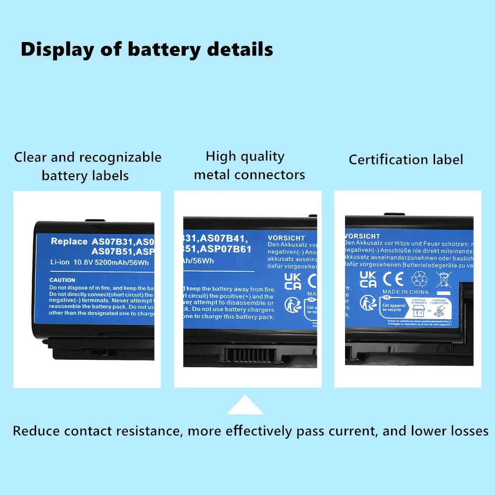 AS07B31 Laptop Battery For ACER AS07B32 AS07B41 AS07B42 AS07B51 AS07B52 AS07B71 AS07B72 AS07B51 AS07B61 batteia