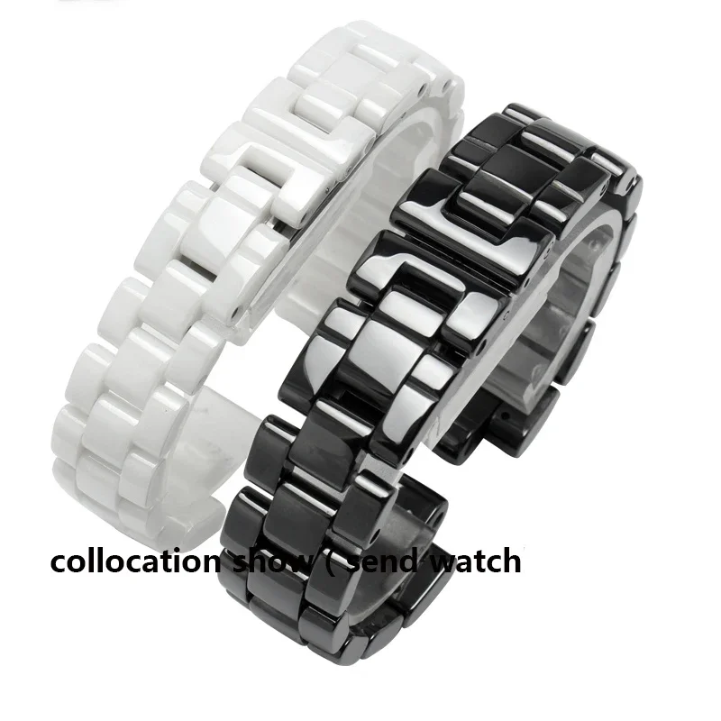 

16mm 19mm For J12 ceramics wristband high quality women's men's watch strap Fashion bracelet black white