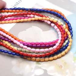 4x6mm Bright Smooth Color Seed beads Natural Turquoise Stone Rice Shape Spacer Loose Beads for Jewelry Making Diy Bracelet