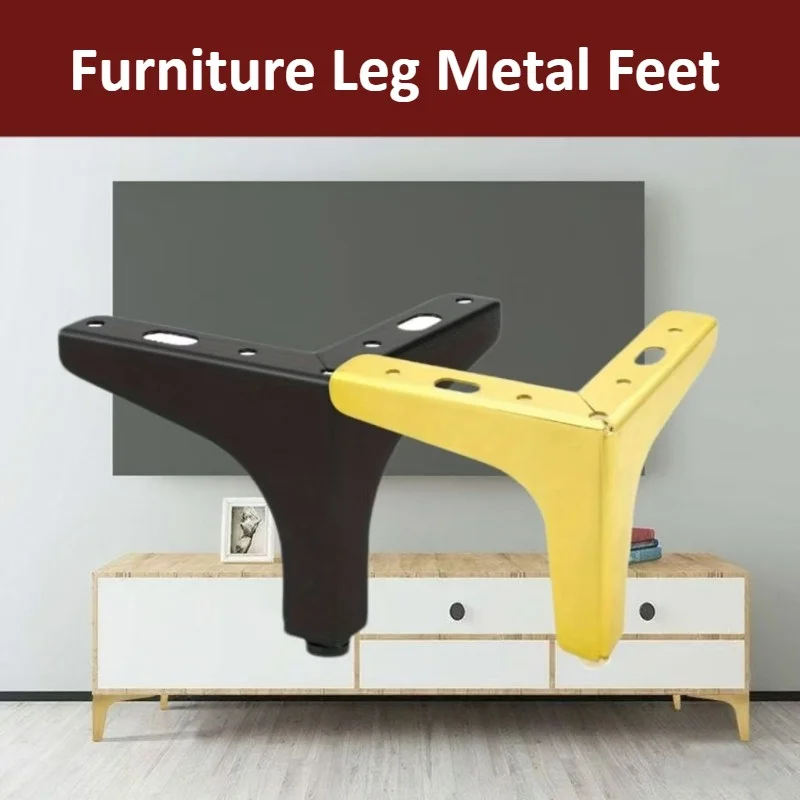 أرجل أثاث معدني حديث 10 سم مكونة من 4 قطع - أرجل مثلثة للخزائن والأرائك والطاولات، قطع غيار مصقولة ذاتية الصنع #1