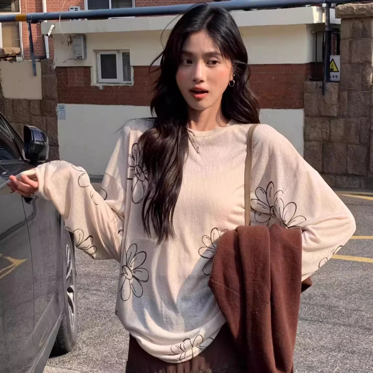 長袖 T シャツ女性綿レディース冬二重層リブ付きファンネルネック豪華な裏地付きアーバン通勤優しい暖かいエレガント