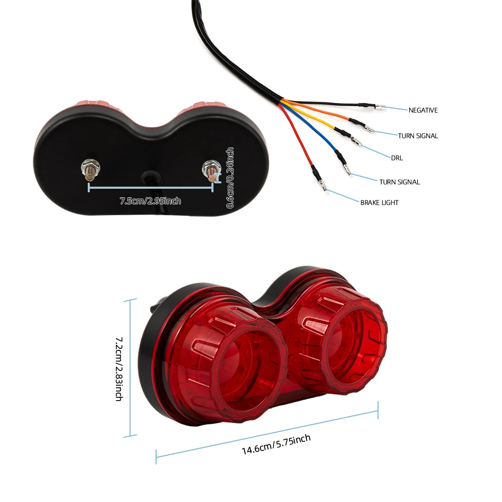1Pcs Red LED Taillight Universal Rear Brake Light Motorbike For Harley Yamaha Honda Dirt Bike ATV Custom Modification