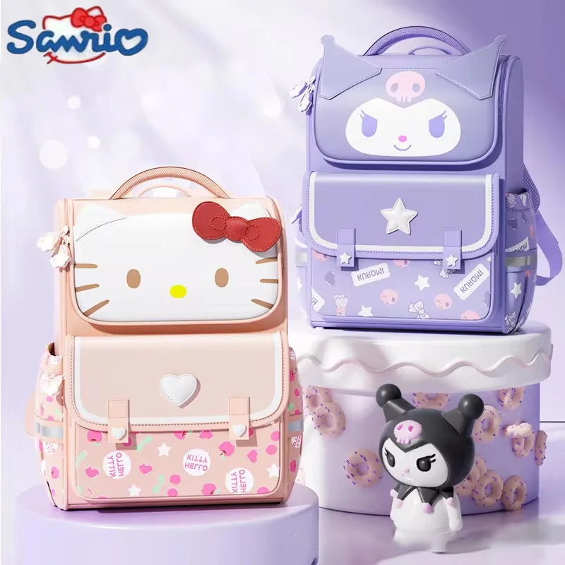 Sanrio Schoolbag Kuromi Cinnamoroll Melody Kate Backpack Primary School Students Girls Children To Reduce Burden Bookbag 2024new