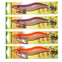 YAMASHITA-Squid Jigs Glow in Dark Rattle, Purpl and Orang Color, 4X 3.5