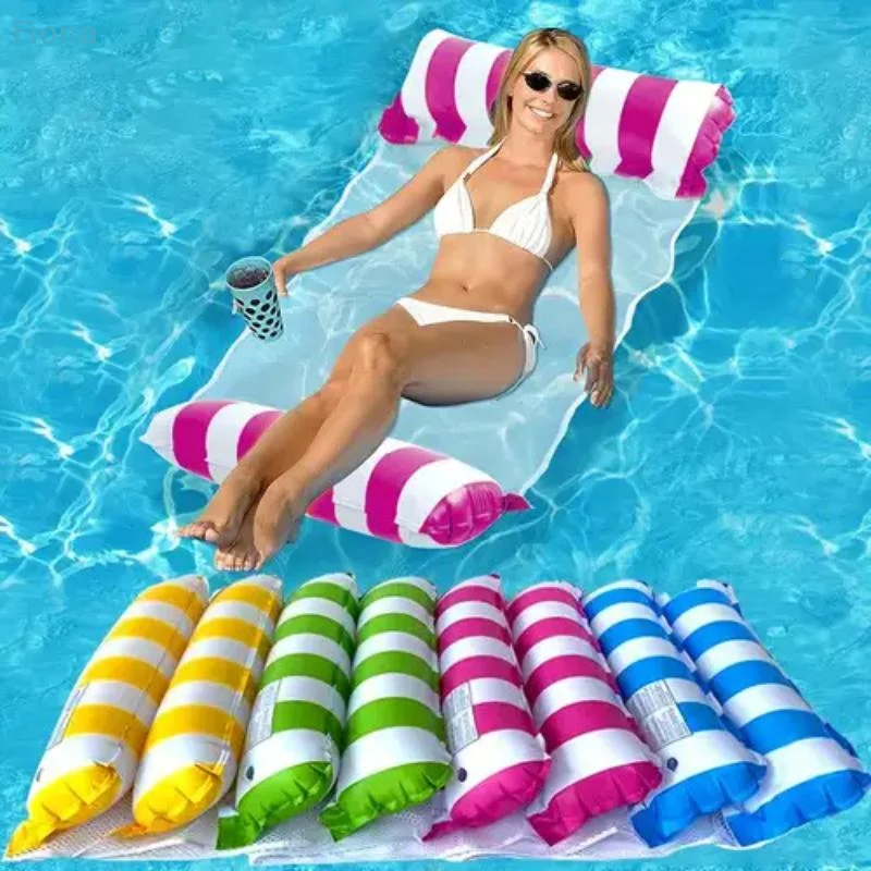 ✔ Hamaca flotante inflable, tumbona plegable, cama flotante portátil, colchoneta flotante para piscina y playa