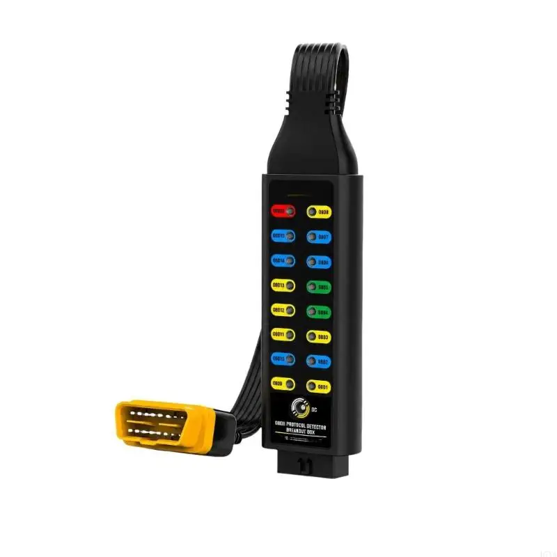 OBD2 Test Box with Corresponding Pin Terminals and Multimeter Connection for Organized Vehicle Electrical Circuit D7YA
