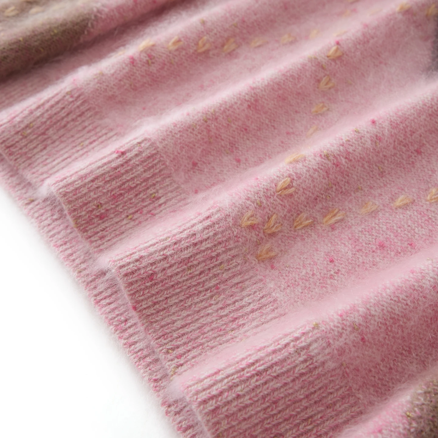 100% pure cashmere sweater with a plush diamond check, loose and thick, high-end hand-embroidered brushed knitted sweater coat