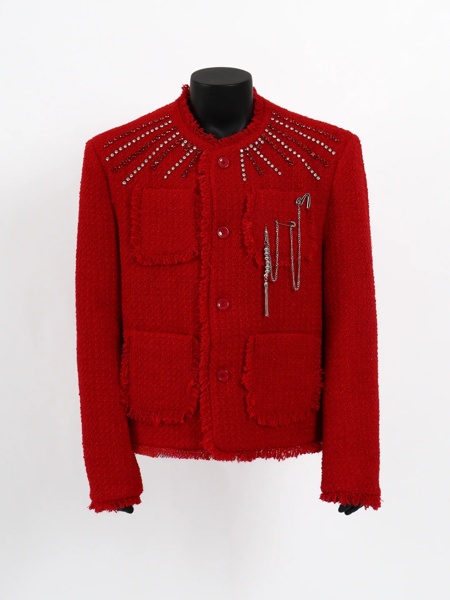 

Мужская модная куртка Starlit Luxury Tweed с металлическим дизайном, стегаными плечевыми накладками, повседневная, с длинными рукавами, весенняя верхняя одежда