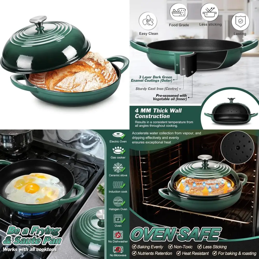 

Enameled Cast Iron Dutch Oven, 5.5 Quart, Perfect for Homemade Sourdough Bread Baking, Easy to Use, Ideal for Baking Enthusiasts