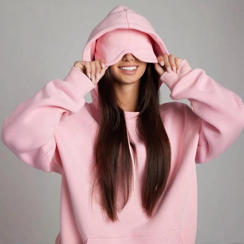 

TARUXY Casual Hooded Sweatshirt Long Pants Set Women Eye Mask Pocket Pullover Sweatshirt Loose Trousers 2-Piece Set Autumn New