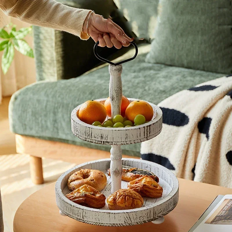 Double-layer cake stand Double Tray Fruit Display Shelf 1PC Round Cake, Dessert Shelf Afternoon Tea Dessert Shelves for Home Use
