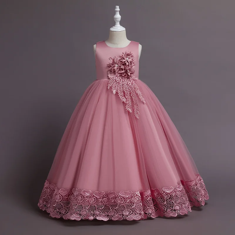 

HETISO Children's Flower Elegant Wedding Party Dresses Kids Girls Embroidery Birthday Holiday Formal Prom Gowns 8 10 12 14 Years