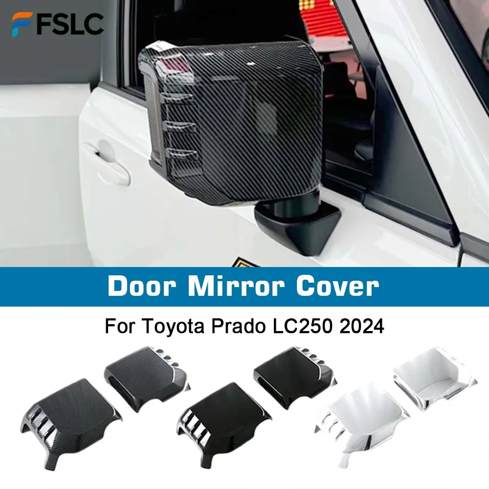 ⭐Genuine⭐ Door Mirror Cover For Toyota Land Cruiser 250 Prado LC250 2024 Rearview Accessories Carbon Fiber Black Chrome Silver