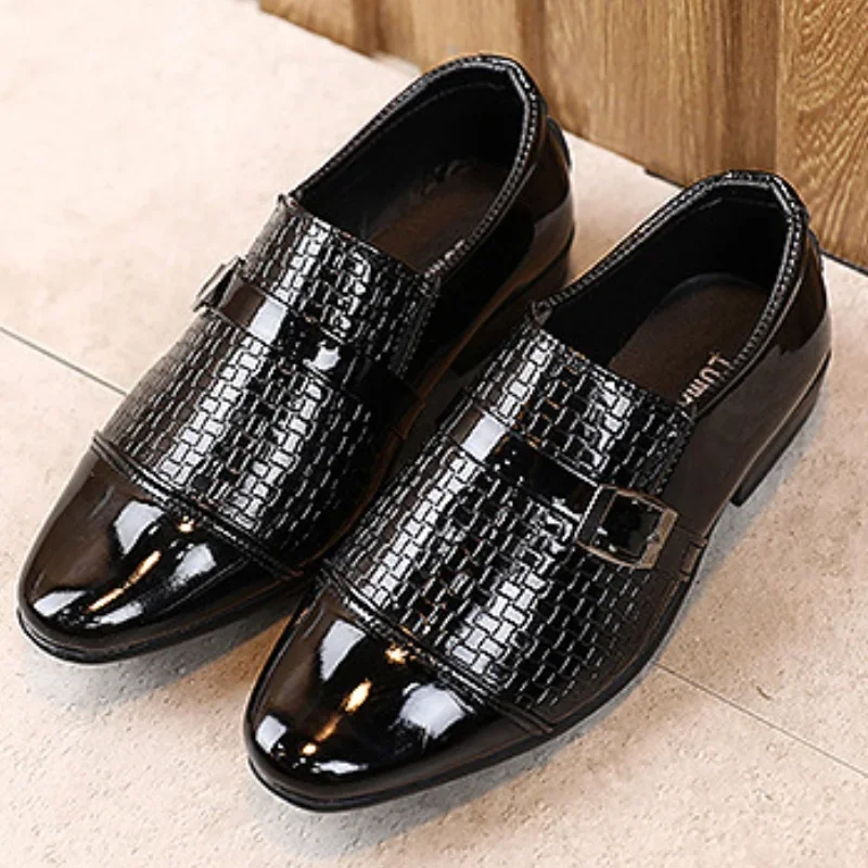 Children Shoes Fashion Leather Kids Students Soft Bottom Performance Shoes Boys Loafers Slip-on Toddler Party Dress Shoes New