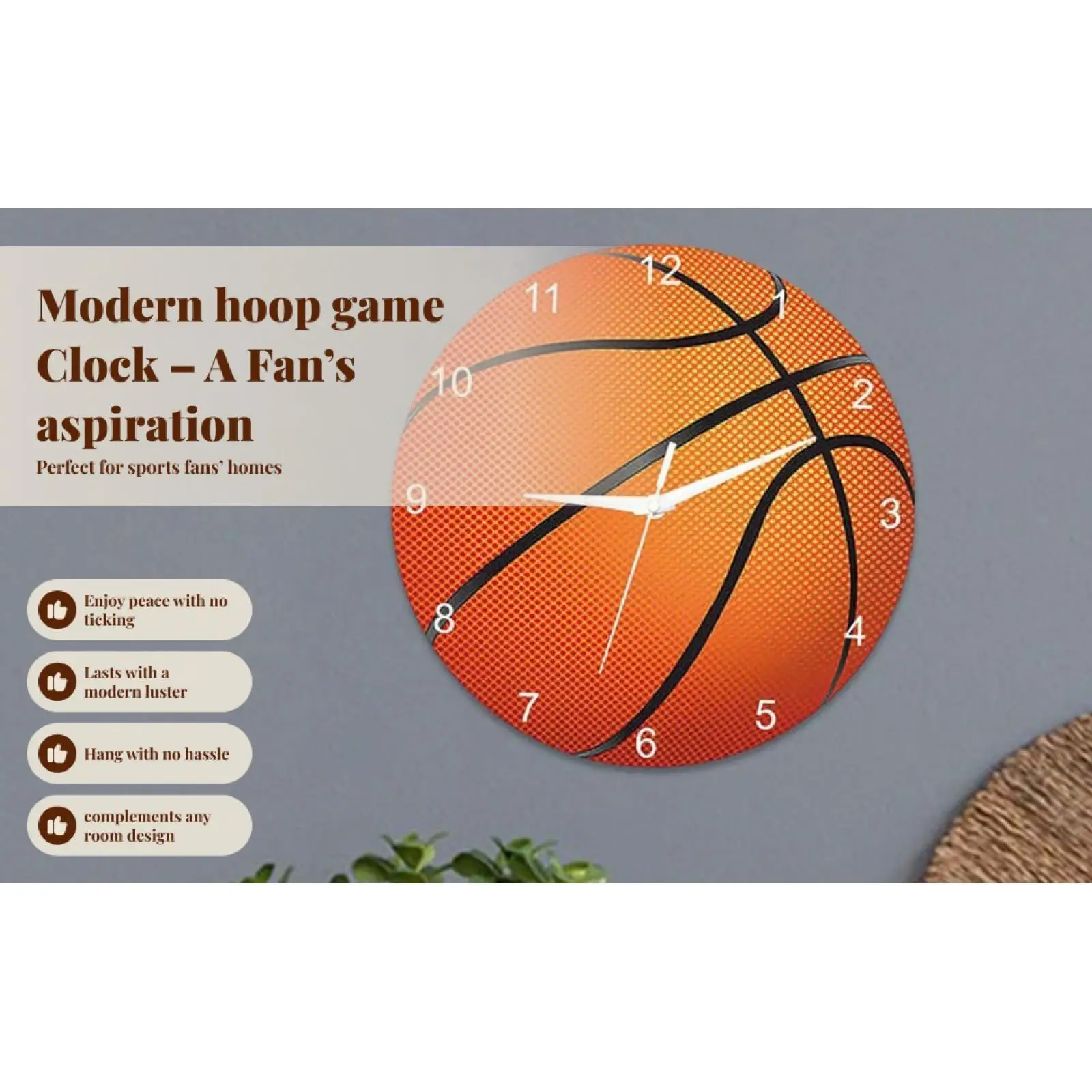 Novelty Wall Clock Ornament Decorative Non Ticking Silent Battery Operated Hanging Clocks for Room Kids Home Kitchen Bathroom
