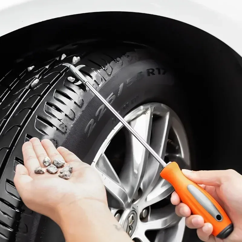 Car Tire Stone Cleaning Tool Kit with Detachable Screwdriver Auto Wheel Groove Cleaning Remover for Tire Repair Accessory