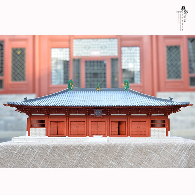 Hall Model Chinese Ancient Building Miniature Wooden Assembly Handmade DIY