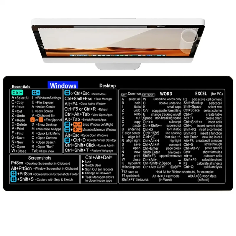 

Кожаный коврик для стола Convenien Shortcut Key, защита для мыши, нескользящий большой коврик для мыши, офисный настольный коврик из искусственной кожи, коврик для ноутбука