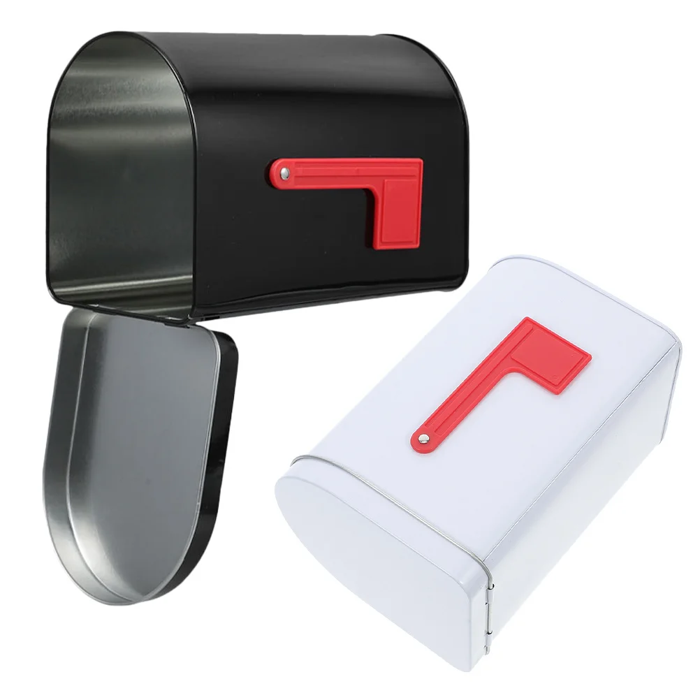 

2Pcs Mini Mailbox Container - Tinplate Candy Jar Rustic Letter Shaped Box for Party Favors Greeting Cards Decorative