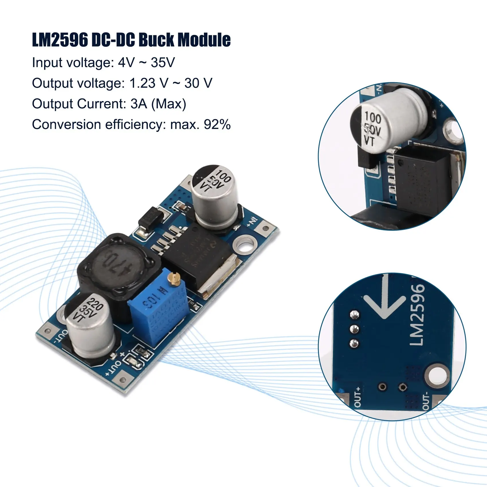 LM2596S DC-DC moduł zasilający obniżanie mocy 3A regulowany moduł obniżający LM2596 Regulator napięcia 24V 12V 5V 3V