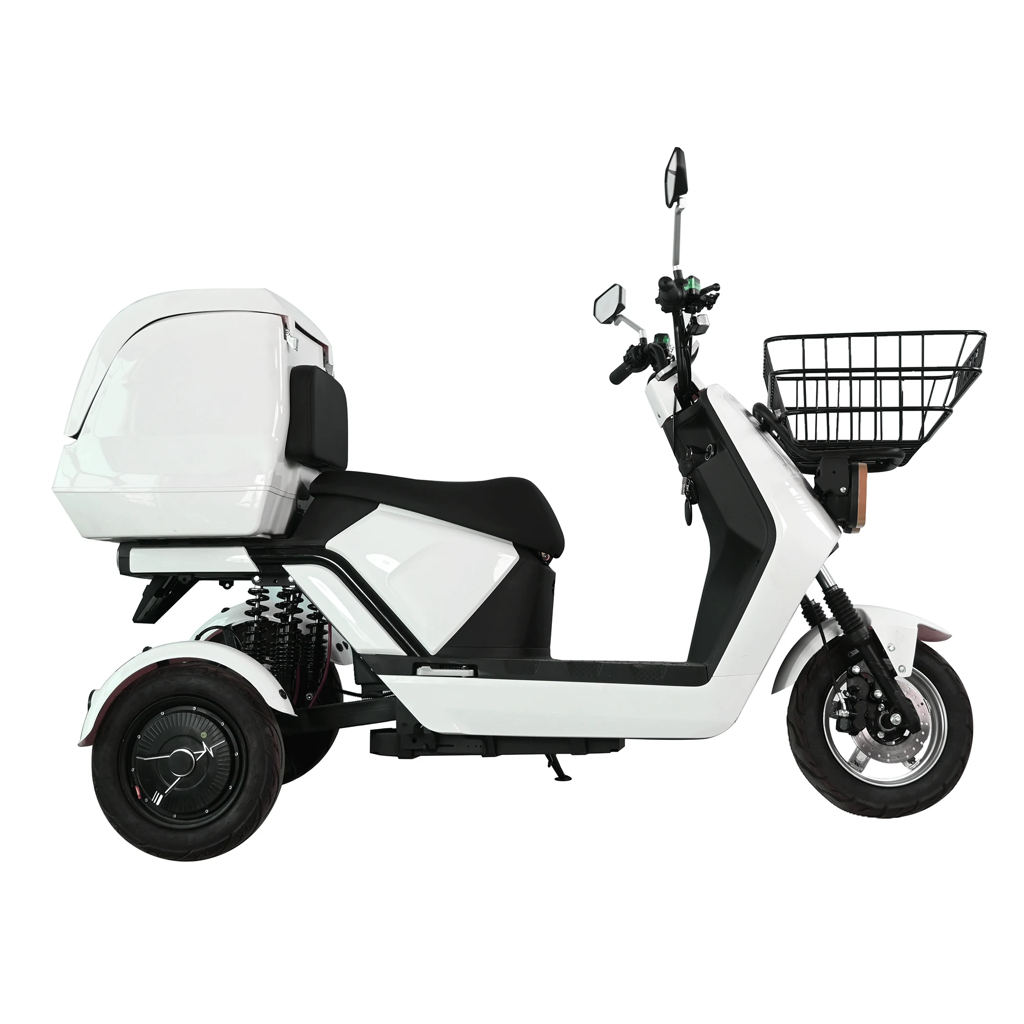 

STLF High Quality Large Basket Dual Hub Motors 1000W Electric Swing Tricycle Scooter With Large Rear Box 3 Wheel
